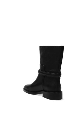 Reiss Black Rosalee Leather Turnlock-Hardware Biker Ankle Boots - Image 2 of 7