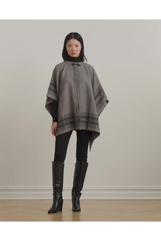 Lauren Ralph Lauren Grey Wool Blend Poncho - Image 2 of 9