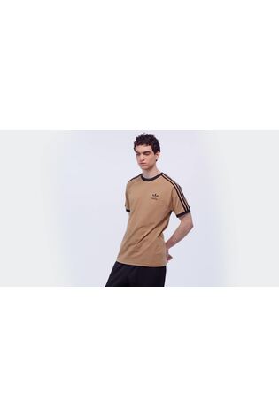 Marrón - Camiseta clásica con 3 rayas de algodón 100 % Adicolor de adidas - Imagen 2 de 7