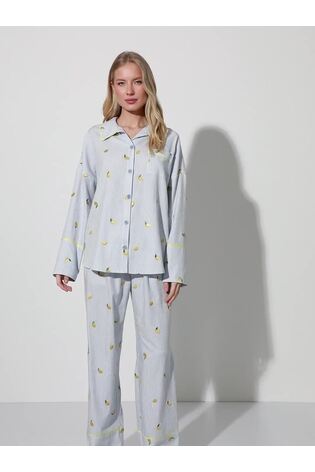 Aruelle Blue Lenora Embroidered Striped Long Pyjamas Set - Image 2 of 5