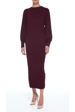 leem Purple Balloon Sleeve Pleated Knit Dress - Image 2 of 5