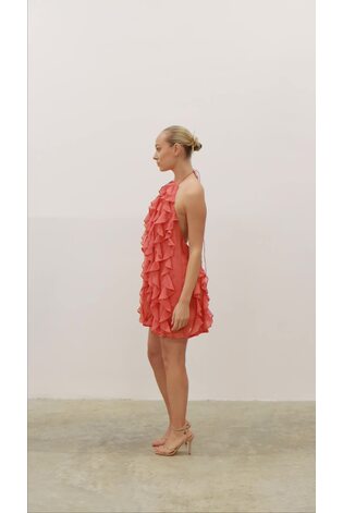 Pretty Lavish Dusky Rose Kelsey Halter Ruffle Mini Dress - Image 2 of 5