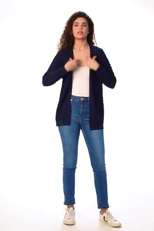 Roman Blue Cotton Blend Waffle Knit Cardigan - Image 2 of 6