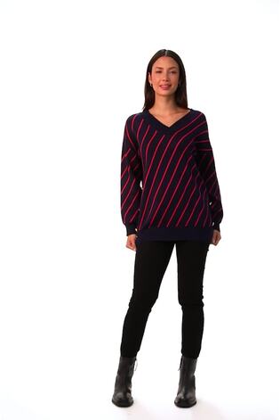 Roman Blue Horizontal Stripe Knit Jumper - Image 2 of 6