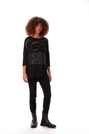 Roman Metallic Animal Print Hotfix Stretch Top - Image 2 of 6