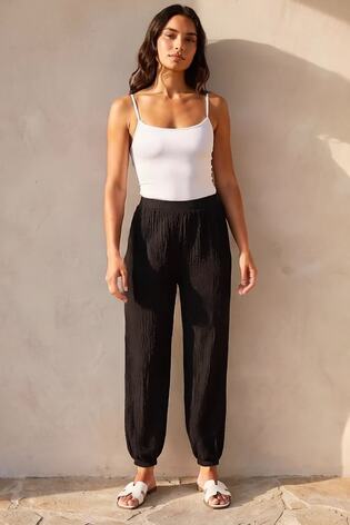 Roman Black Textured Balloon Trousers - Image 2 of 5