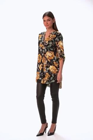 Roman Yellow Longline Floral Print Top - Image 2 of 6