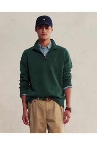POLO Ralph Lauren Green Long Sleeve Quarter Zip Sweatshirt - Image 2 of 7