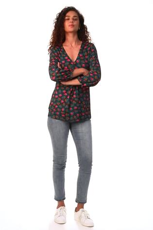Roman Blue Floral Front Pleat Top - Image 2 of 6