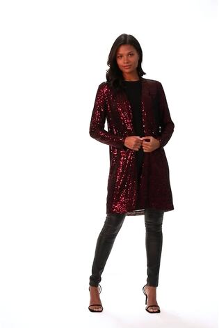 Roman Pink Longline Sequin Stretch Jacket - Image 2 of 6