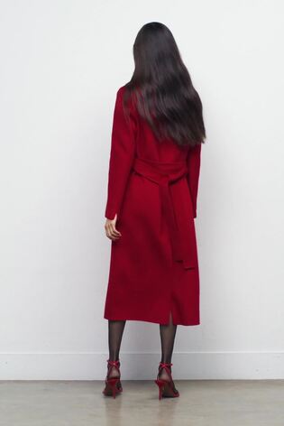 Wool-Blend Double-Breasted Blindseam Coat in Red - Image 2 of 11