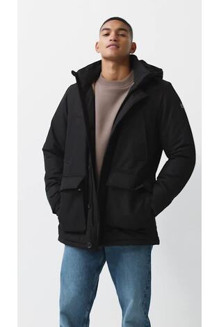 Black Shower Resistant Parka Coat - Image 2 of 12 Black Shower Resistant Parka Coat - Image 2 of 12