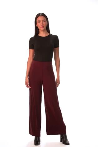 Roman Dark Purple Wide Leg Stretch Trousers - Image 2 of 6