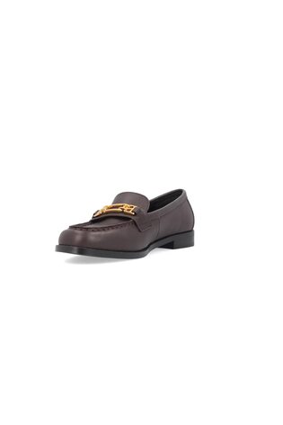 Leather Hardware-Detail Loafers in Chocolate - Image 2 of 7
