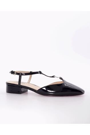 Dune London Black Heya T-Bar Open Flat Ballet Slingback Heels - Image 2 of 7