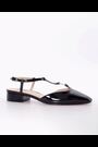 Dune London Black Heya T-Bar Open Flat Ballet Slingback Heels - Image 2 of 7