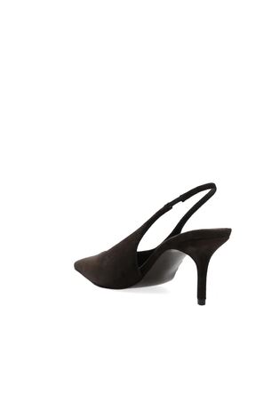 Escarpins à bride arrière en daim à talon moyen couleur chocolat noir - Image 2 de 8