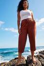 Roman Brown Curve Linen Mix Cropped Trousers - Image 2 of 5