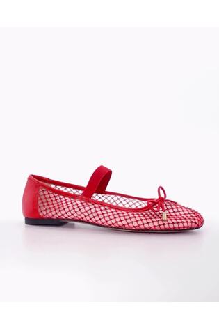 Dune London Red Happeningg Embellished Ballerina Flats - Image 2 of 8 Dune London Red Happeningg Embellished Ballerina Flats - Image 2 of 8