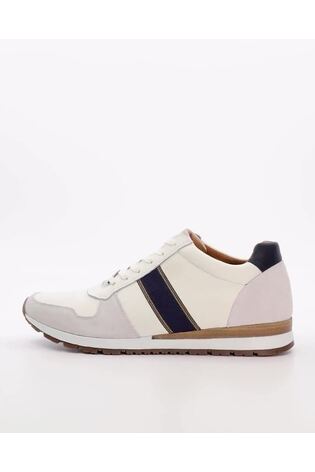 Dune London White Standard Fit Treck Stripe Webbing Runner Trainers - Image 2 of 6