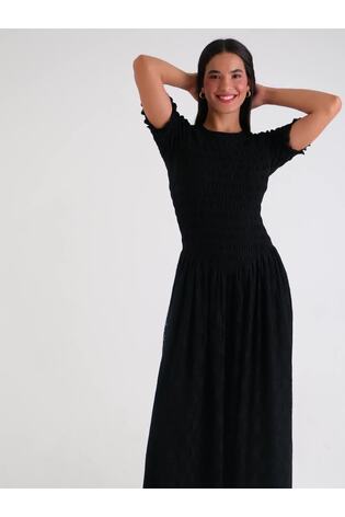 Amy Lynn Black Lacey Layered Floral Lace Shirred Midaxi Dress - Image 2 of 9