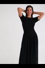 Amy Lynn Black Lacey Layered Floral Lace Shirred Midaxi Dress - Image 2 of 9