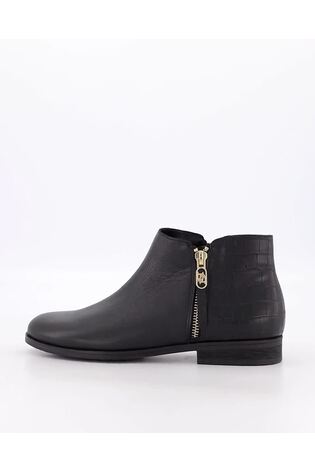 Dune London Black Pond Side Zip Cropped Ankle Boots
