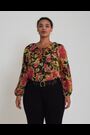 Lauren Ralph Lauren Curve Black Floral Reeshah V-Neck Frill Blouse - Image 2 of 9