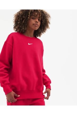 Nike University Red Oversized Mini Swoosh Sweatshirt - Image 2 of 7