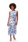 Roman Blue Abstract Side Pleat Midi Dress - Image 2 of 6