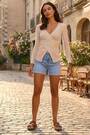Natur - Roman Wrap Front-Büffelpullover mit Strick - Bild 2 von 6