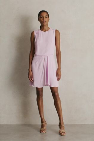 Reiss Pale Pink Elina Draped Tuck Mini Dress - Image 2 of 6