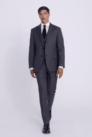 MOSS x Cerutti Charcoal Grey Tailored Fit Texture Suit Jacket - Image 2 of 6