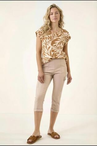 Roman Natural Cropped Cargo Bengaline Trousers - Image 2 of 6