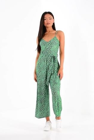 Buy Quiz Green Strappy Animal Print Jumpsuit from Next Luxembourg