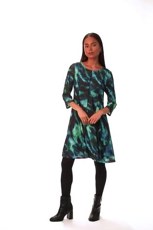 Roman Green Petite Abstract Print Seam Detail Dress - Image 2 of 6