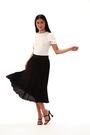 Roman Black Petite Pleated Elastic Waist Midi Skirt - Image 2 of 5