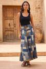 Синій - Roman Printed Shirred Maxi Skirt - Image 2 of 5