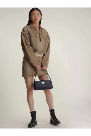 Tommy Jeans Brown Oversized Crop Trucker Jacket - Image 2 of 7