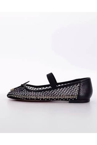 Dune London Black Happeningg Embellished Ballerina Flats
