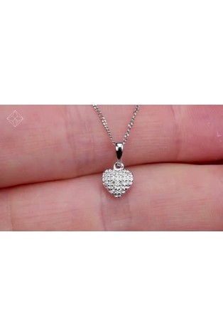 The Diamond Store White Stellato Diamond Heart Pendant Necklace 0.04ct in 9K White Gold