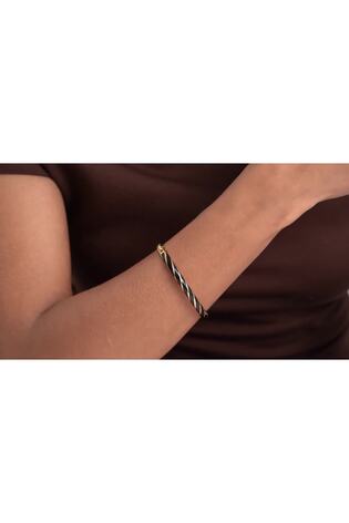 Ted Baker Black Gold Tone Trinity: Twist Enamel Hinged Bangle Bracelet - Image 2 of 7