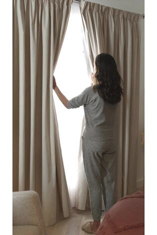 Navy Blue Collection Luxe Heavyweight Geometric Cut Velvet Blackout/Thermal Eyelet Curtains - Image 2 of 7