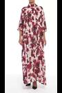 leem Red Pixelated Floral Print Long Kaftan Maxi Dress - Image 2 of 5