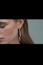 Karen Millen Silver Tone Crystal Sprinkle Loop Earrings - Image 2 of 4