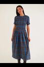 Amy Lynn Blue Beatrix Heritage Check Shirred Cotton Midaxi Dress - Image 2 of 9