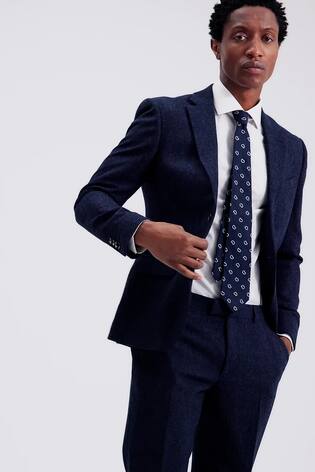 MOSS Blue Slim Donegal Tweed Suit Jacket - Image 2 of 8