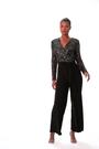 Roman Black Sequin Wrap V-Neck Stretch Jumpsuit - Image 2 of 6