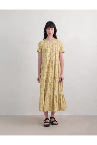 Seasalt Cornwall Yellow Line Strokes Short Sleeve Dress - Image 2 of 9