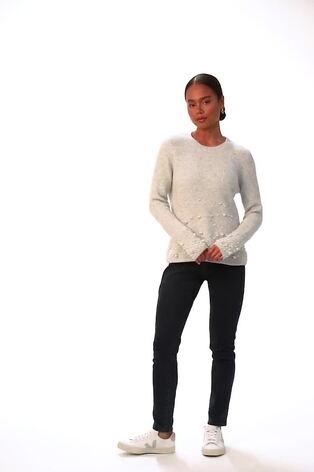 Roman Grey Petite Pearl Gradient Detail Jumper - Image 2 of 6